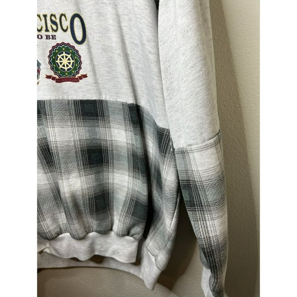 San Francisco The Place To Be 1994 Sweater Gray Plaid 1/4 Zip Size XXL Grey - Picture 9 of 14